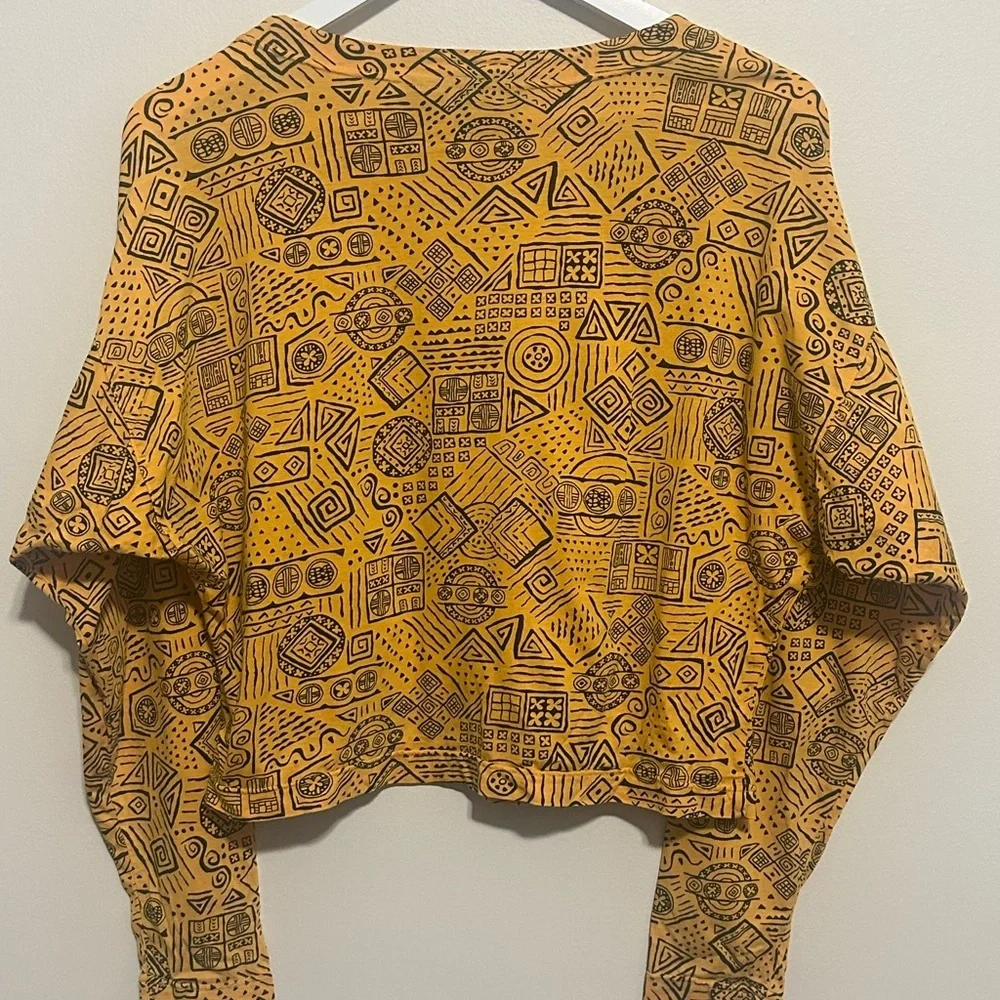 Geometric Patterned Yellow Women's Top